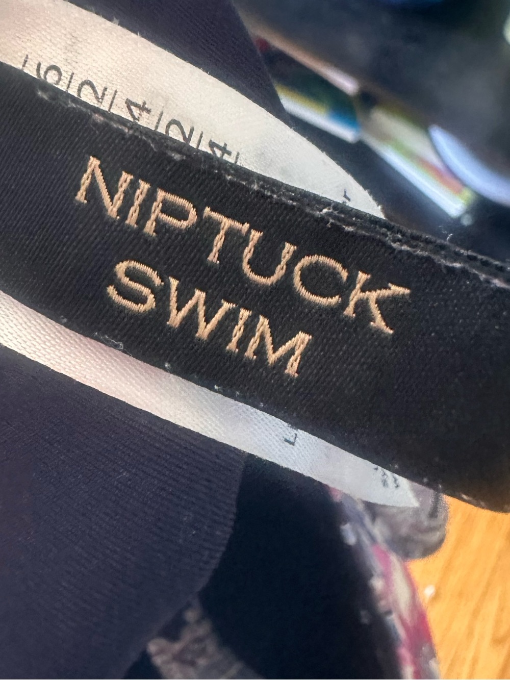 Nip Tuck Swim Navy Paisley Tummy Control One Piece Swimsuit Size 12 - Picture 5 of 7